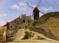 A Windmill in Montmartre plein air Romanticism Jean Baptiste Camille Corot